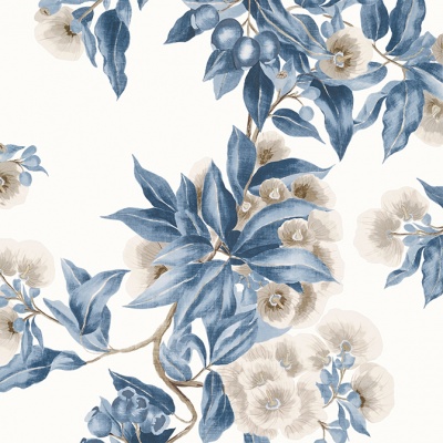 Anna French Camellia Garden Wallpaper in Navy & Linen